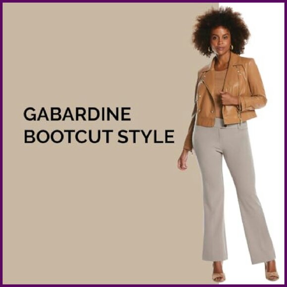 Curvy Fit Gabardine Bootcut Dress Pants, Stretch Comfort, Two Inseams - Picture 6 of 8